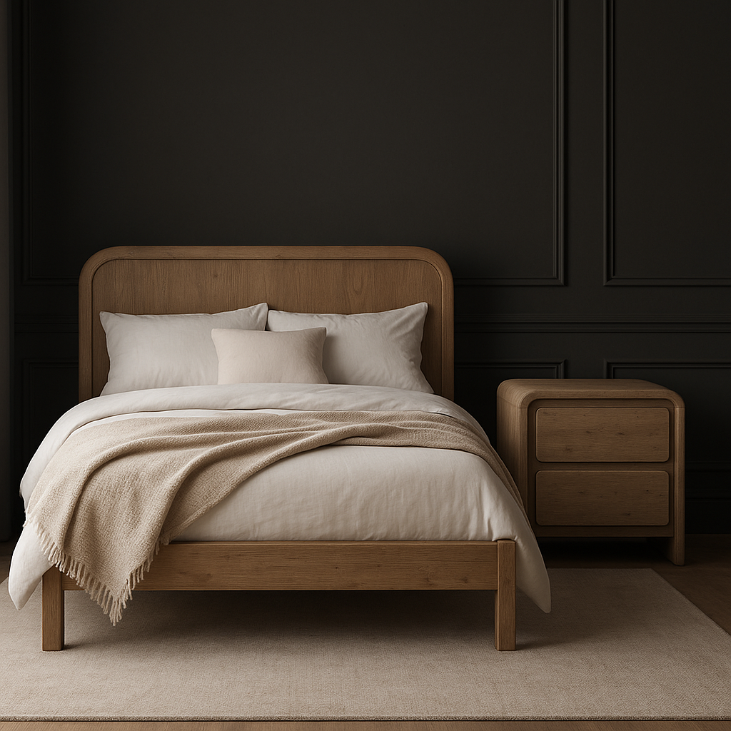 Opera Low Footboard Bed  - Scrubbed Teak - Calgary Furniture Store