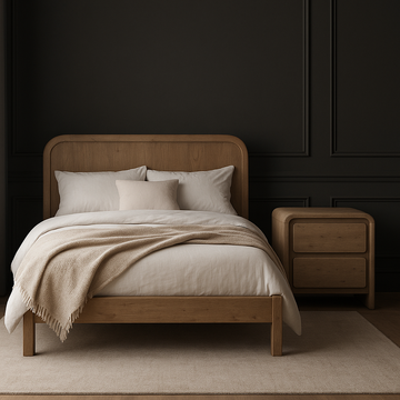 Opera Low Footboard Bed  - Scrubbed Teak - Calgary Furniture Store