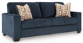 Aviemore Navy Polyester Sofa with Platform Foundation and Pillows