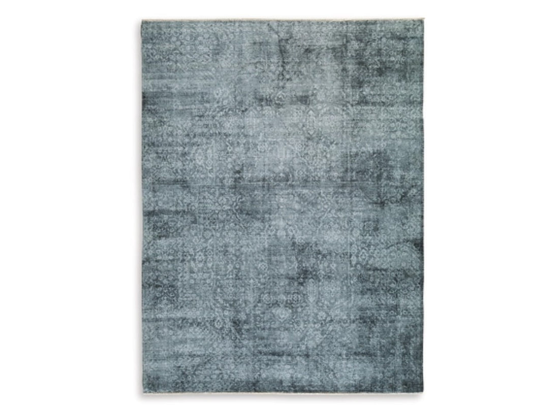Rhysill - Teal - Rug - Calgary Furniture Store