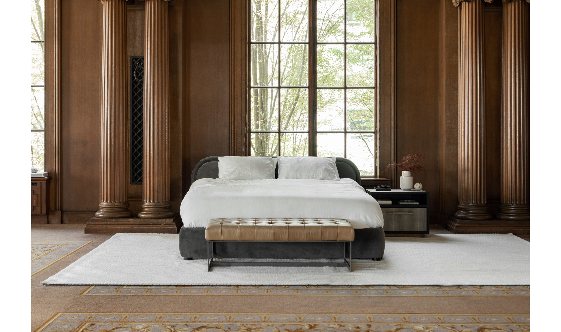 Ripley Round King Bed-Beige - Calgary Furniture Store