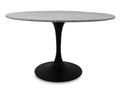 Valencia Round Dining Table - White Marble Top - Black Matte Base - Calgary Furniture Store