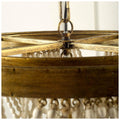 Pendra Gold Metal Whitewashed Wooden Bead Three Bulb Chandelier | Calgary Furniture Store