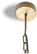 Pendra Gold Metal Whitewashed Wooden Bead Three Bulb Chandelier | Calgary Furniture Store