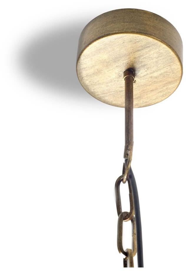 Pendra Gold Metal Whitewashed Wooden Bead Three Bulb Chandelier | Calgary Furniture Store