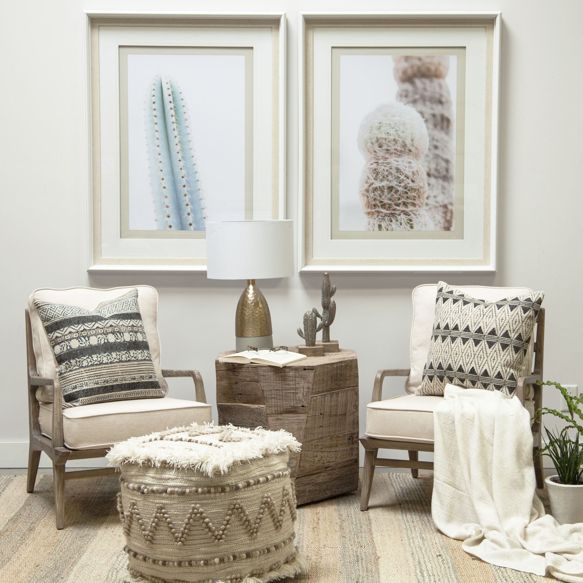 Harman II Wood Frame Accent Chair - Off-White Fabric Seat | Calgary's Furniture Store | Calgary Accent Chairs