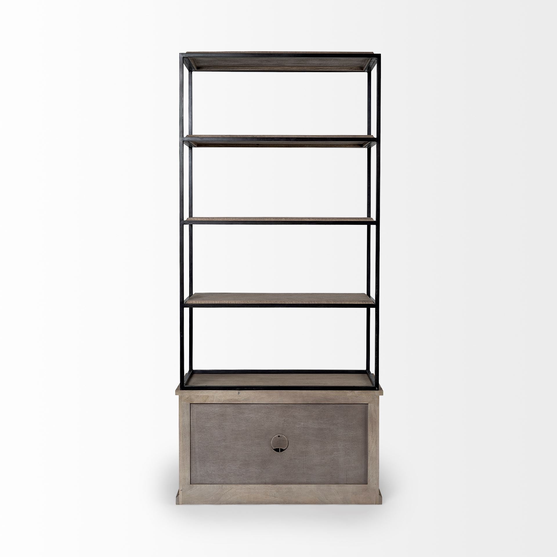 Braxton II Three Shelf Shelving Unit - Light Brown Wood | Calgary's Furniture Store | Calgary Storage Organizers