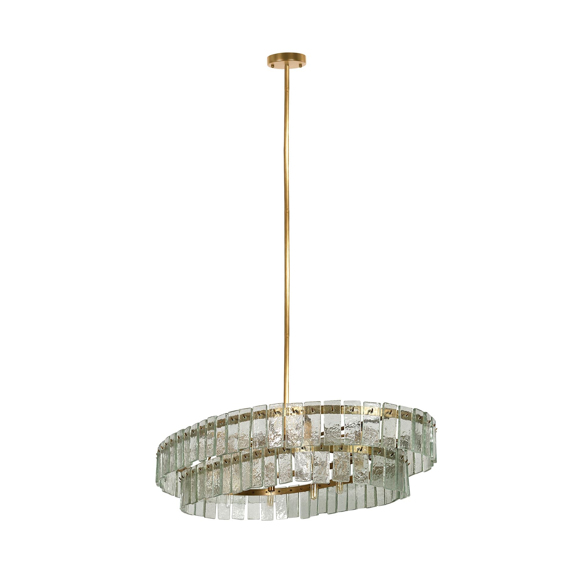 Wallace Frosted Glass Gold Metal Ten Bulb Chandelier | Calgary Furniture Store