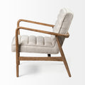 Ajax II Wooden Frame Accent Chair- Cream Fabric Covered Cushion | Calgary Furniture Store
