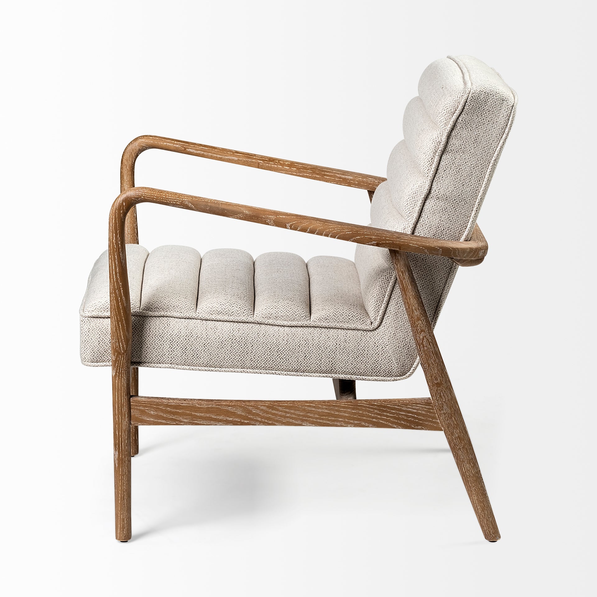 Ajax II Wooden Frame Accent Chair- Cream Fabric Covered Cushion | Calgary Furniture Store
