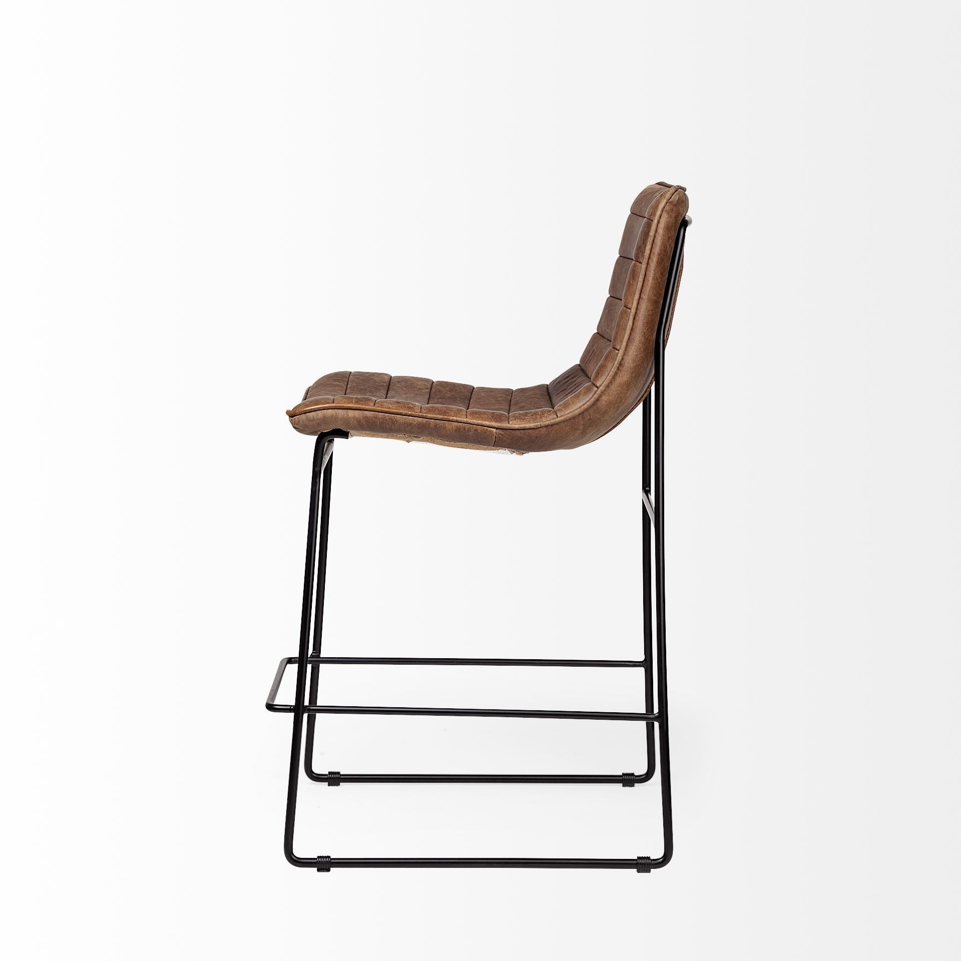 Meritt Brown Leather Seat Frame Stool | Calgary's Furniture Store | Calgary Counter Stool