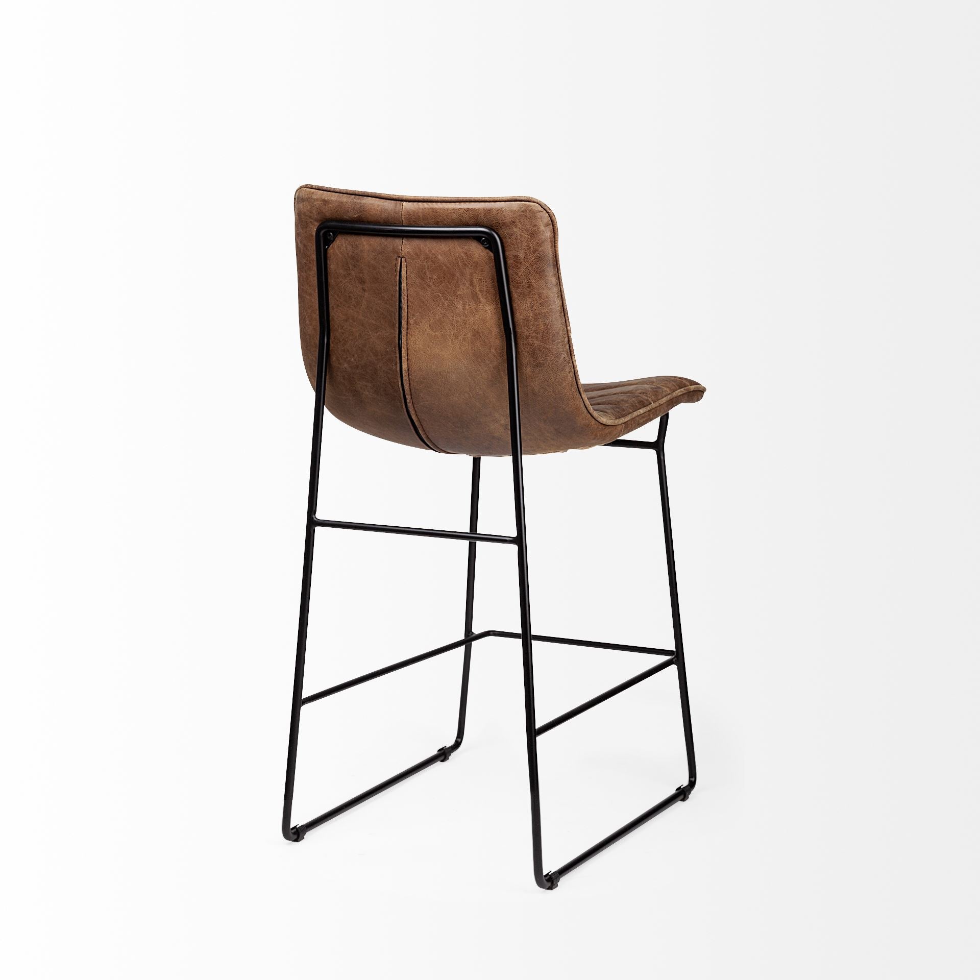 Meritt Brown Leather Seat Frame Stool | Calgary's Furniture Store | Calgary Counter Stool