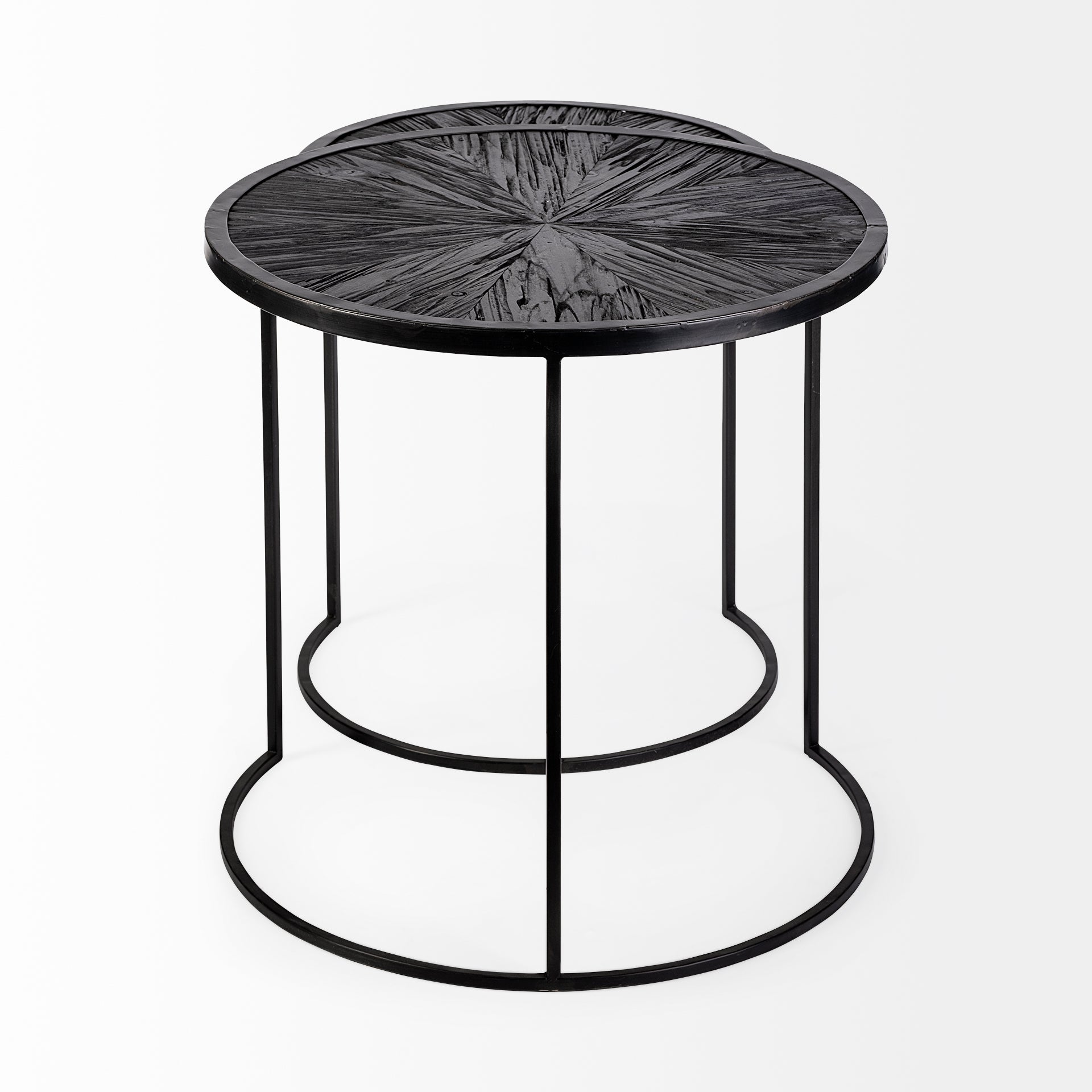 Chakra Accent Tables - Round Dark Wood Top Black Frame | Calgary's Furniture Store | Calgary Accent Tables