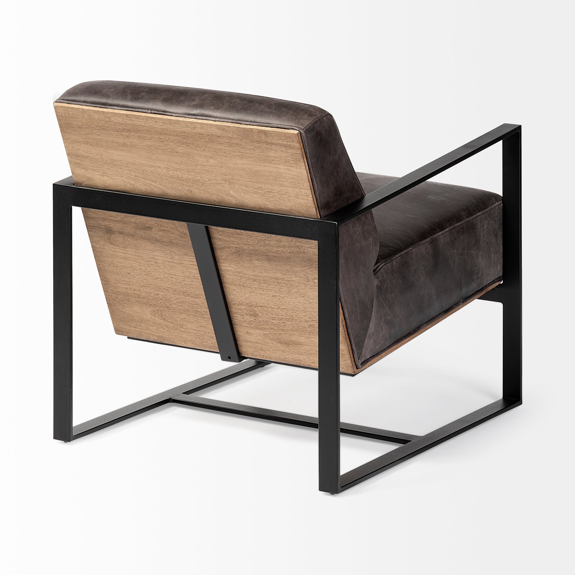 Stamford I Black Genuine Leather Accent Chair - Metal Frame | Calgary's Furniture Store | Calgary Accent Chairs