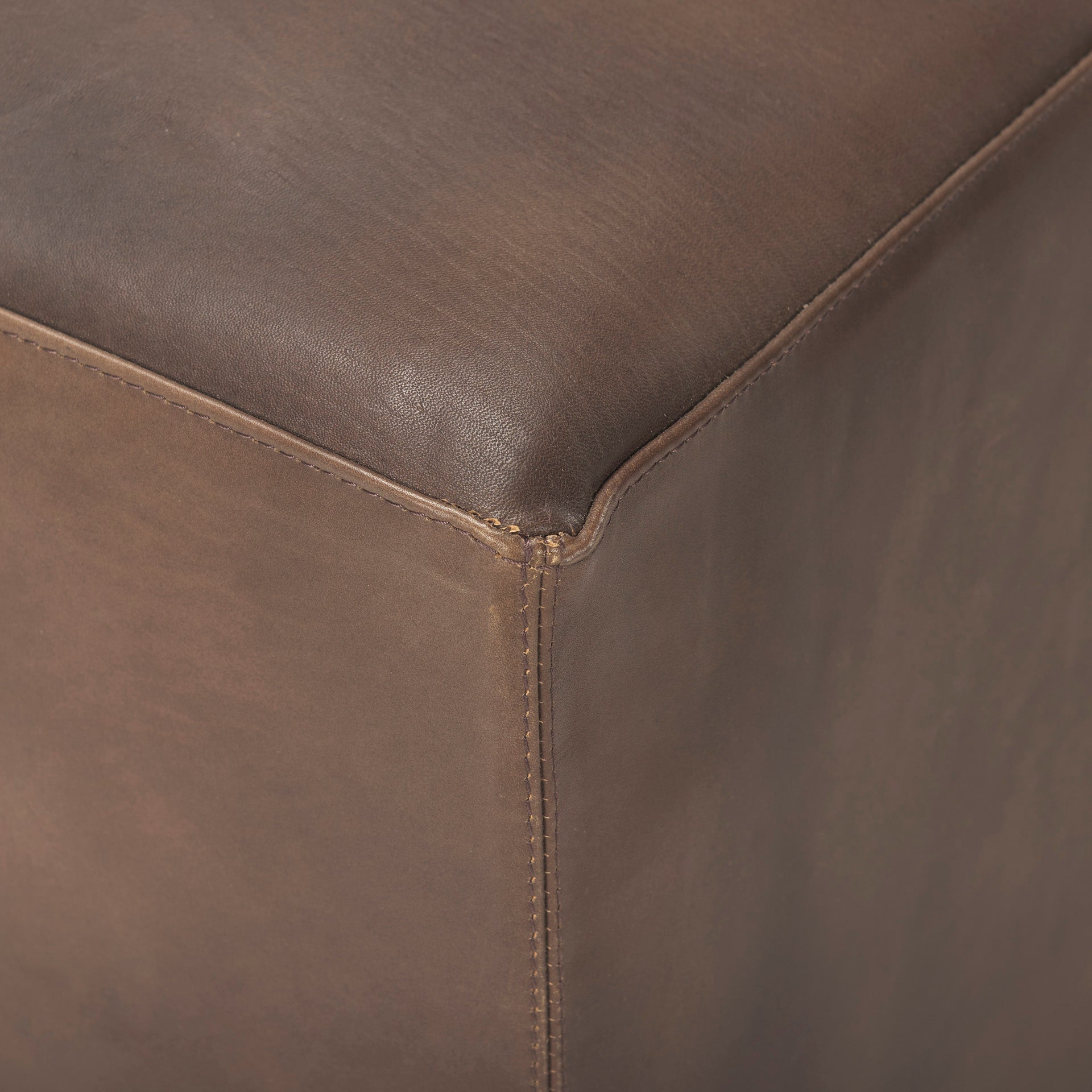 Minara Brown Leather Ottoman Showhome Furniture
