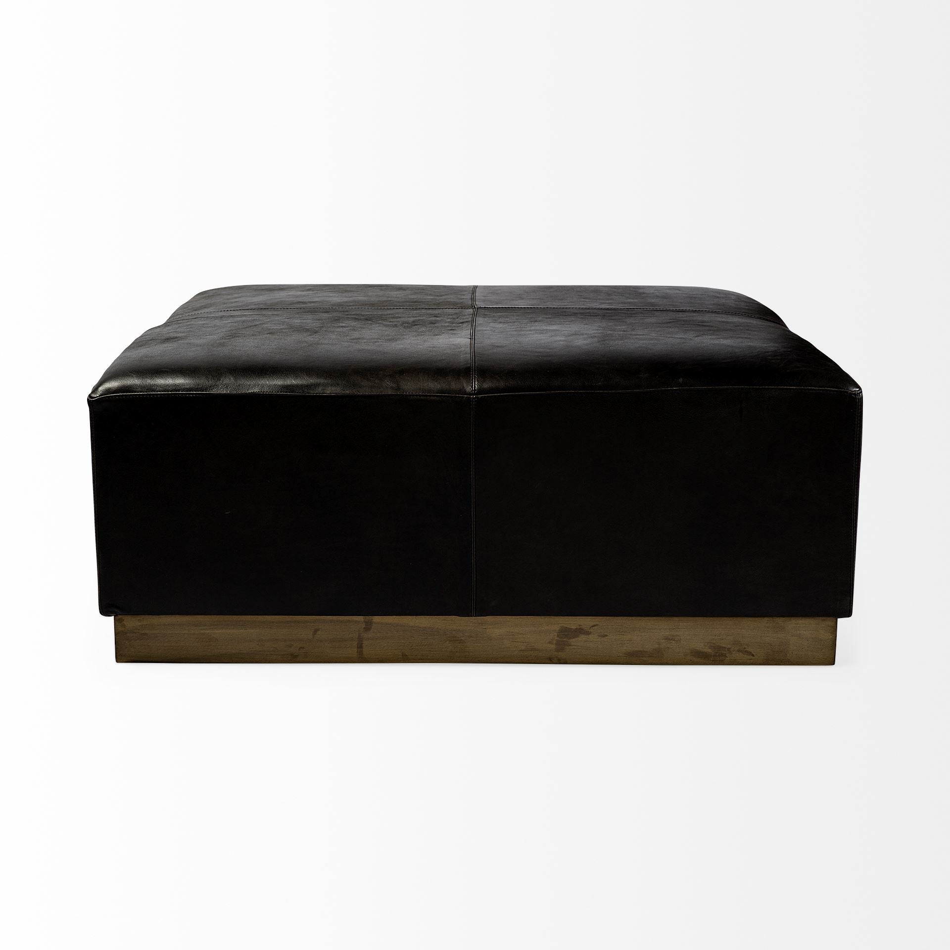 Minara Black Leather Ottoman | Calgary Furniture Store
