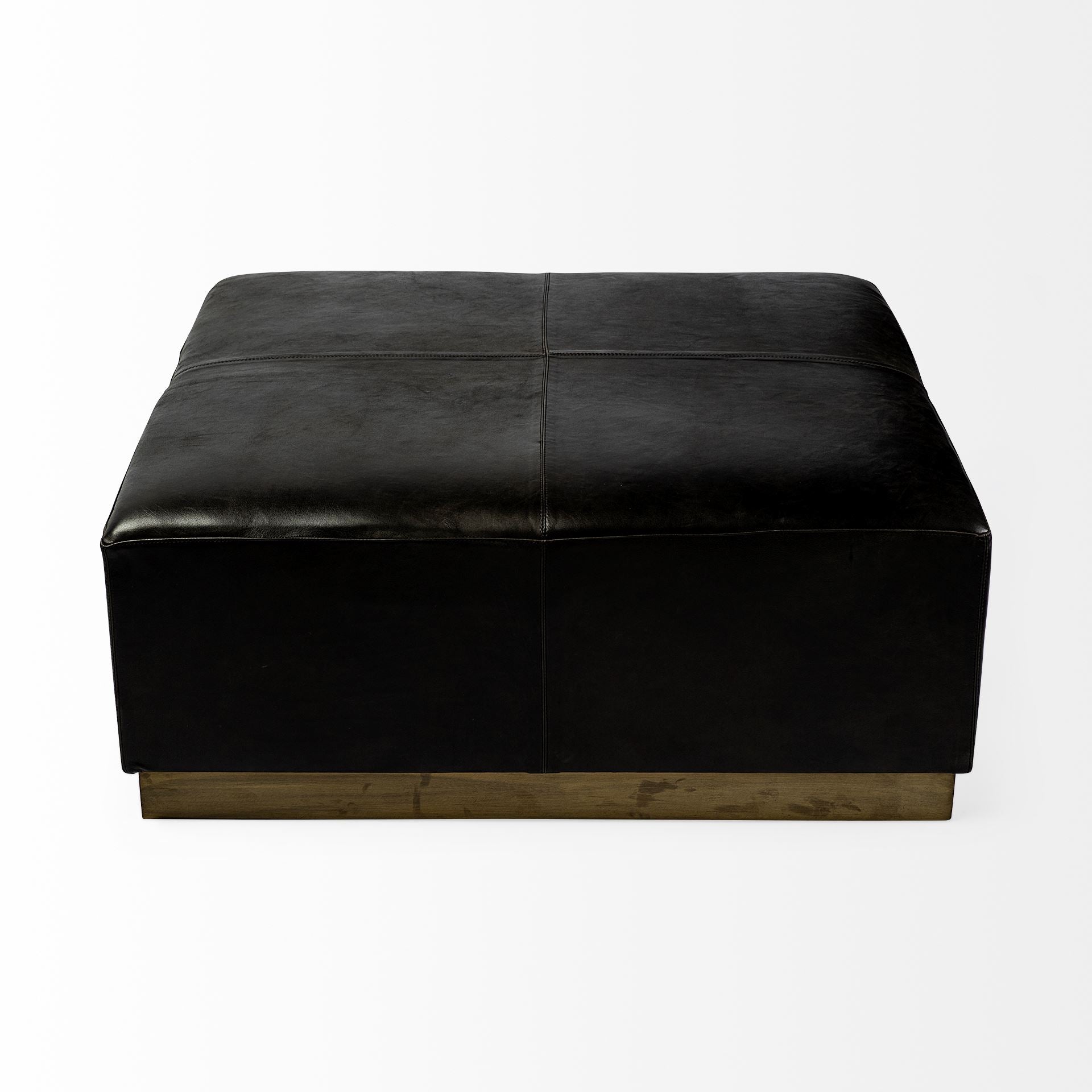 Minara Black Leather Ottoman | Calgary Furniture Store