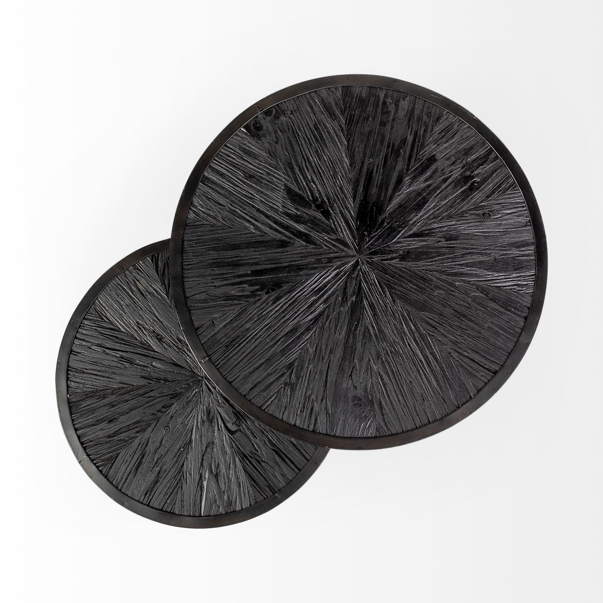 Chakra Accent Tables - Round Dark Wood Top Black Frame | Calgary's Furniture Store | Calgary Accent Tables