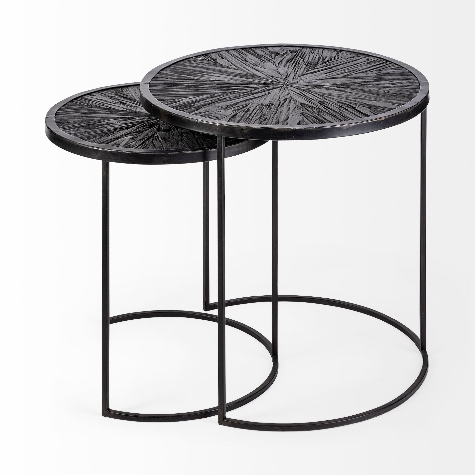 Chakra Accent Tables - Round Dark Wood Top Black Frame | Calgary's Furniture Store | Calgary Accent Tables