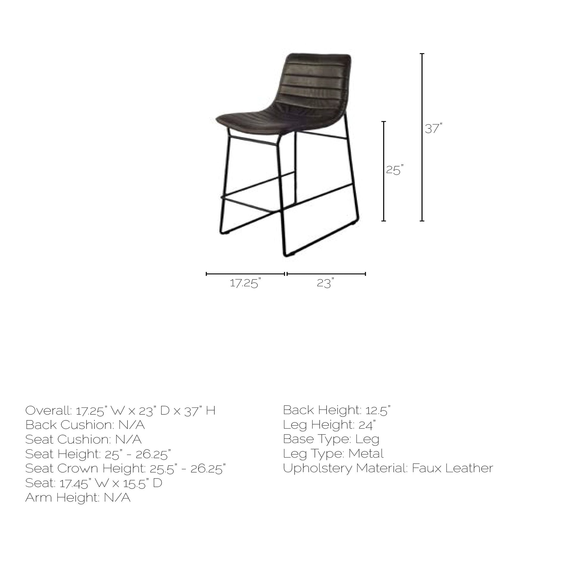 Meritt Black Faux Leather Seat Frame Stool | Calgary's Furniture Store | Calgary Counter Stool