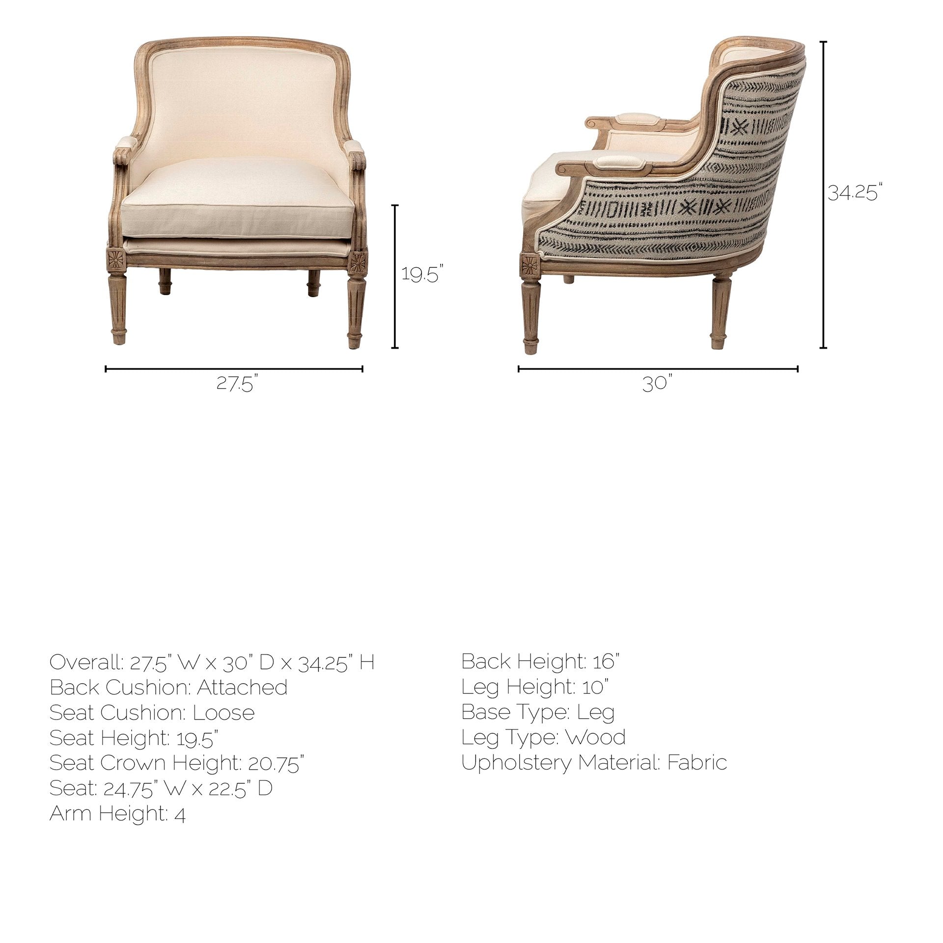 Elizabeth Detailed Back Accent Chair | Calgary Furniture Store