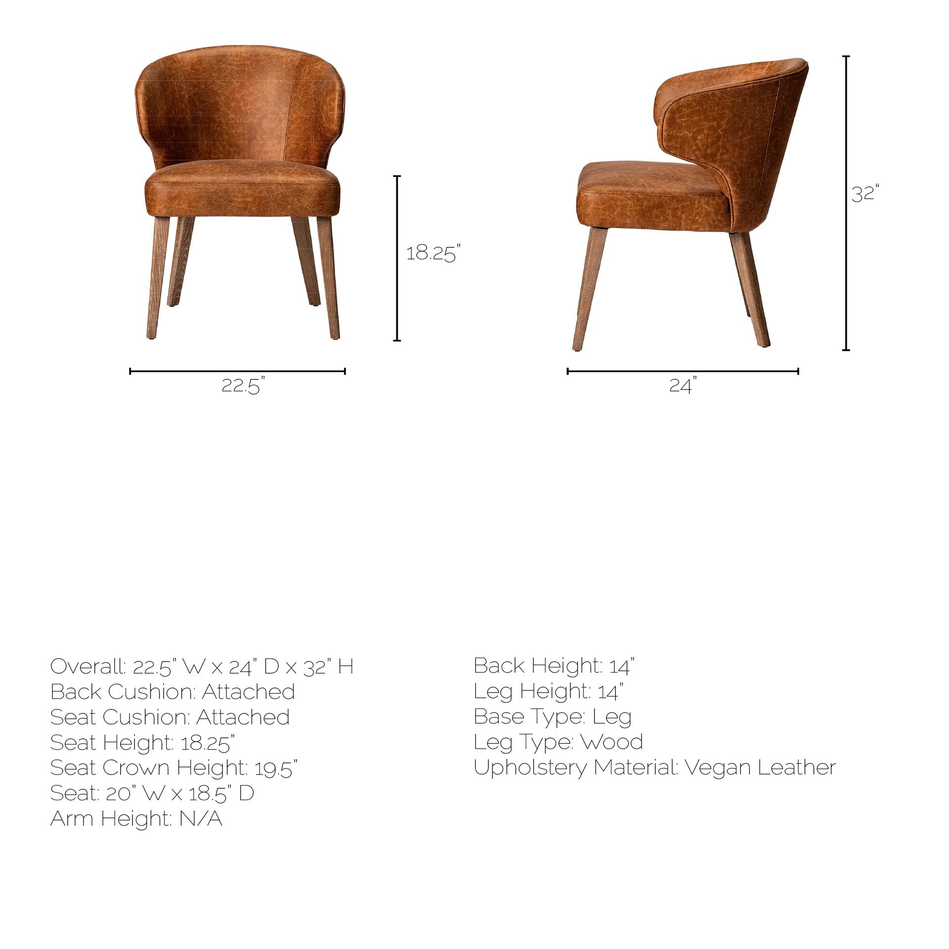 Niles Brown Faux Leather Dining Chair | Calgary Furniture Store