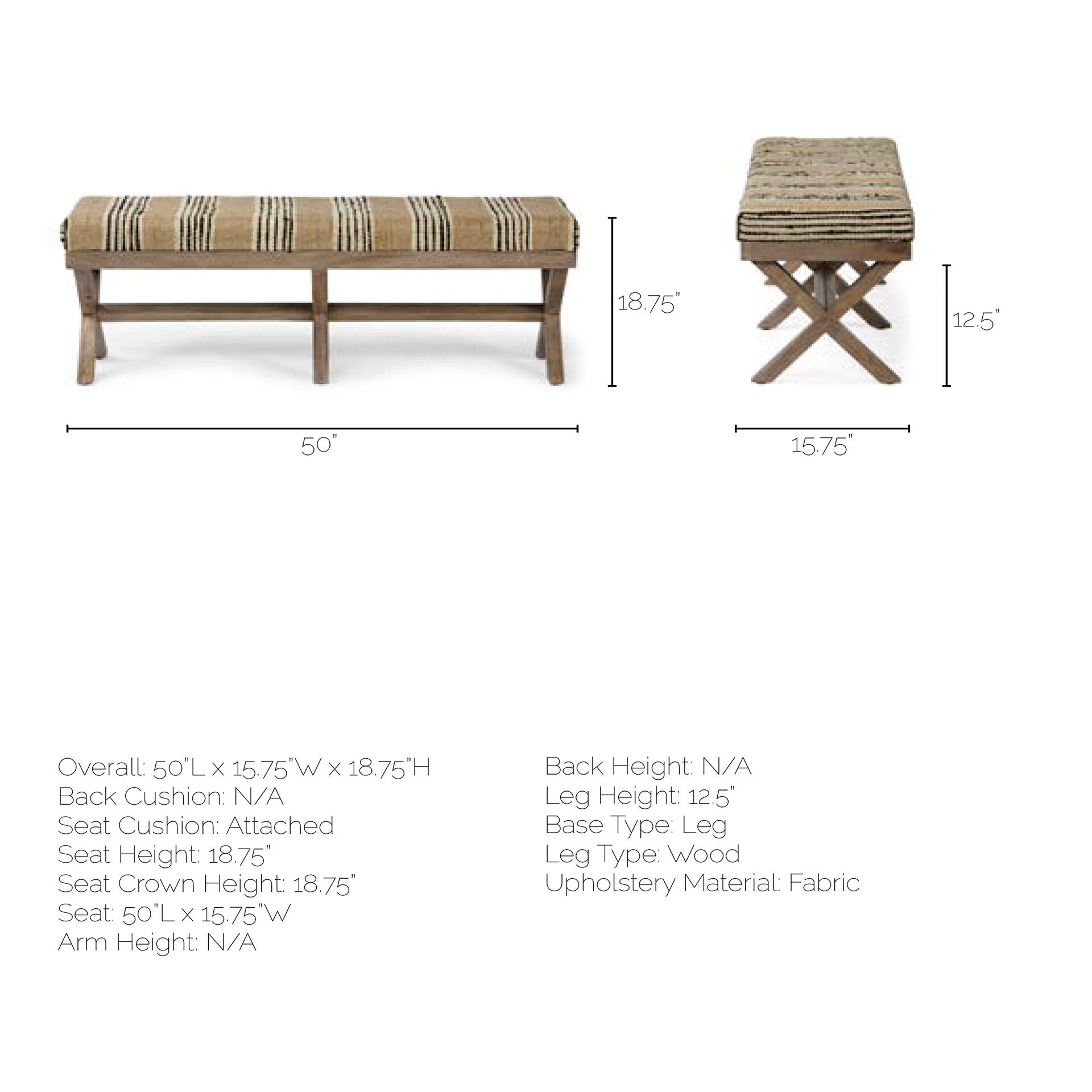 Solis Stripe Accent Bench | Calgary Furniture Store