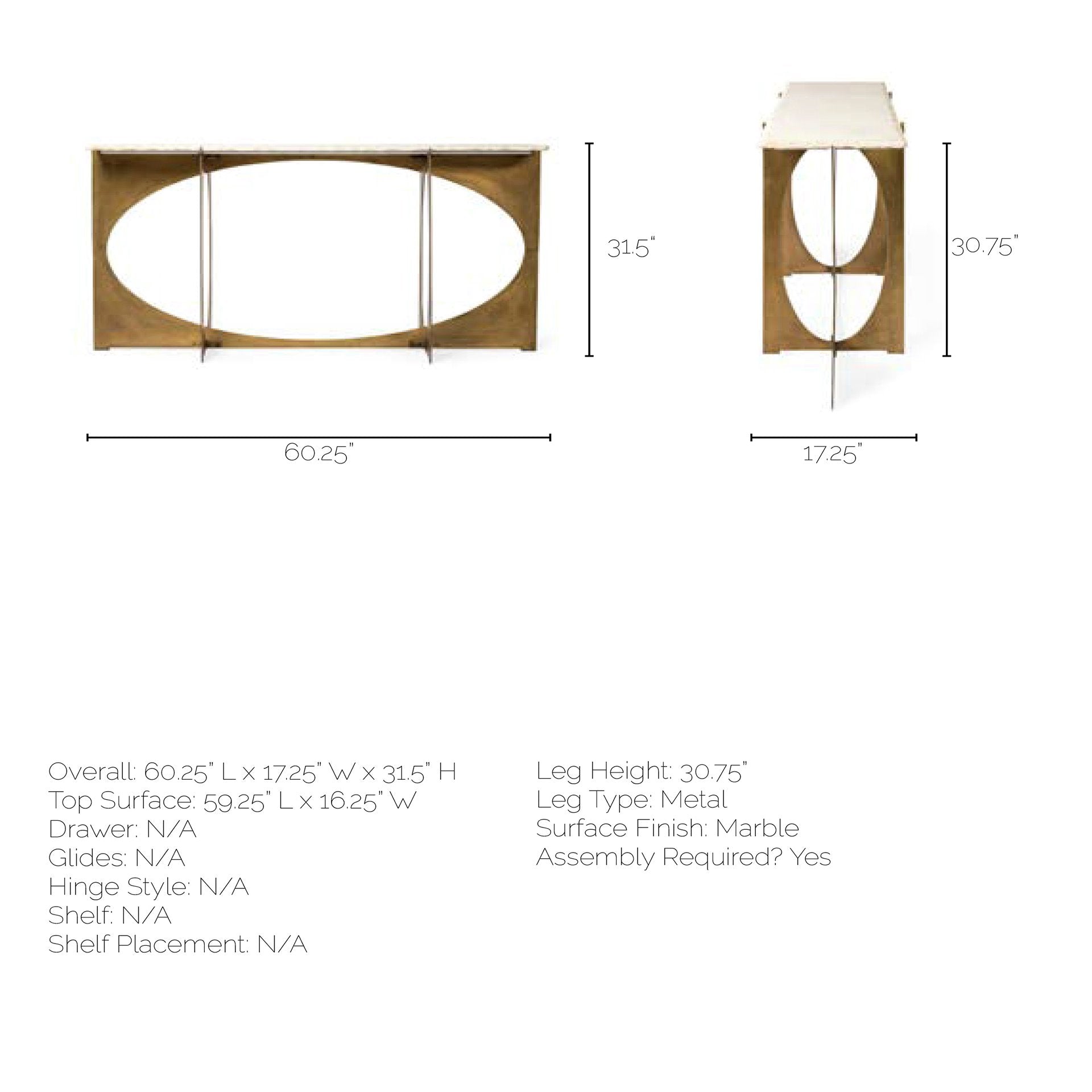 Reinhold IV Marble Top Console Table | Calgary Furniture Store