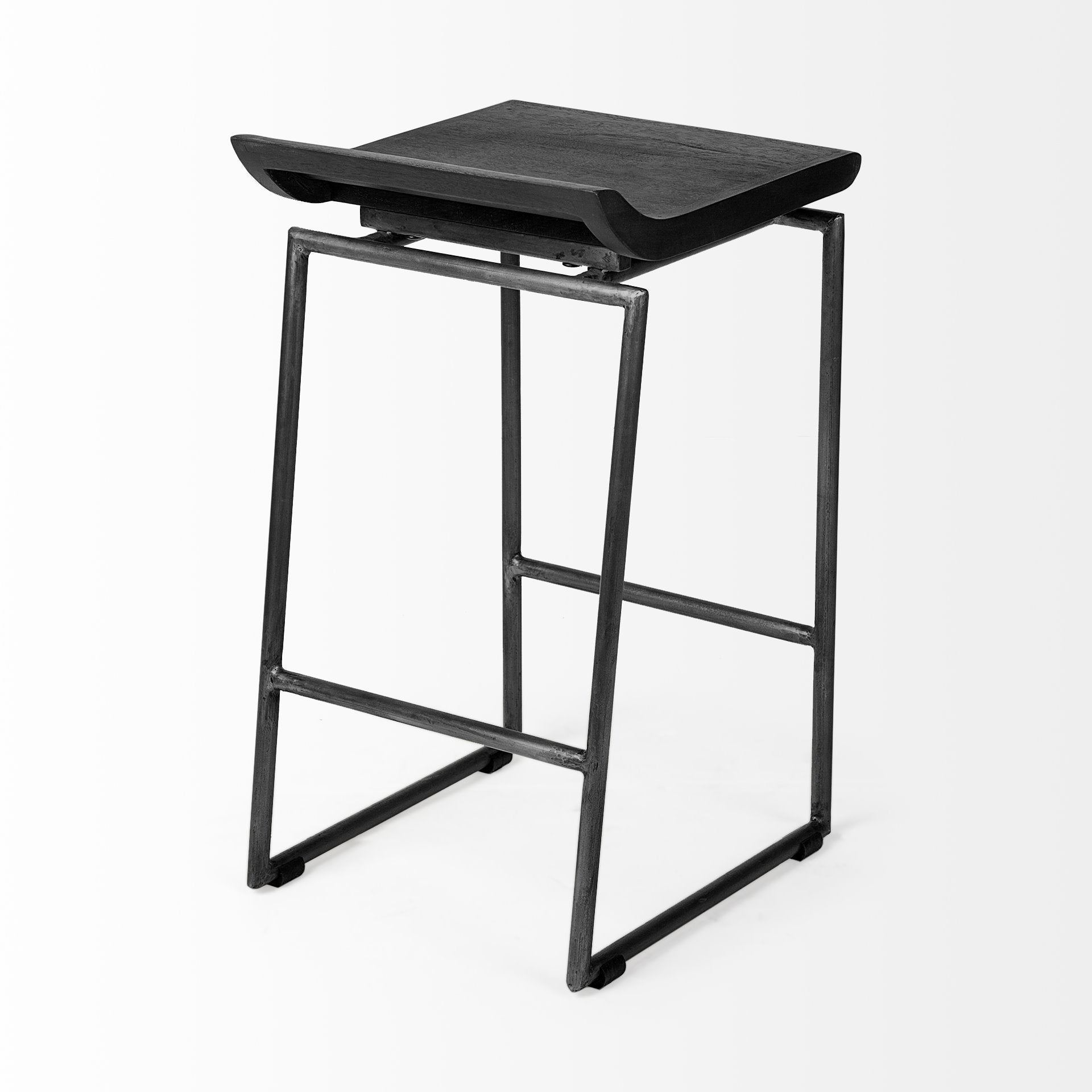 Givens IV Seat Height Black Wood Seat Black Frame Stool | Calgary's Furniture Store | Calgary Bar Stools