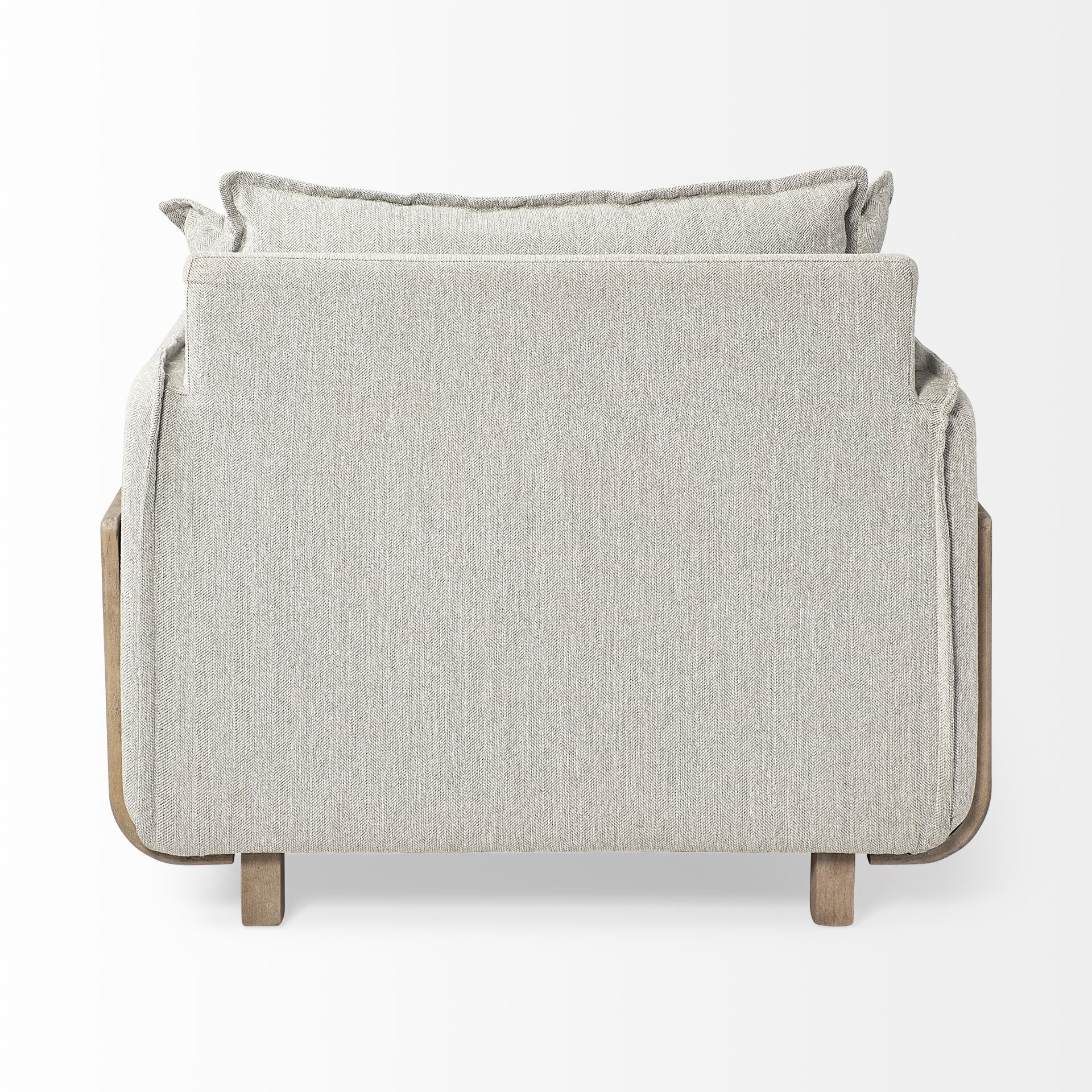 Roy II Brown Wood Frame Arm Chair - Frost Gray Upholstered | Calgary's Furniture Store | Calgary Accent Chairs