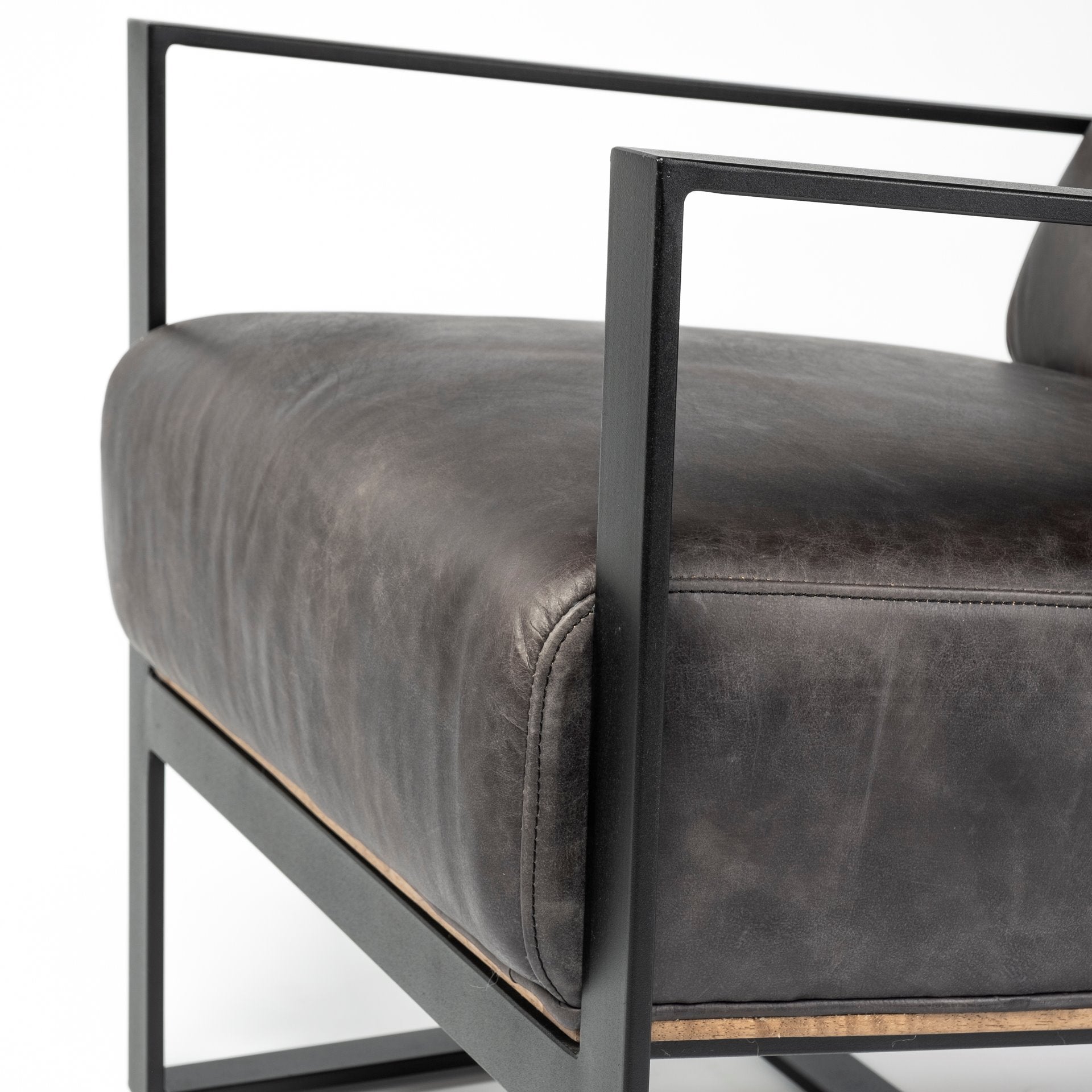 Stamford I Black Genuine Leather Accent Chair - Metal Frame | Calgary's Furniture Store | Calgary Accent Chairs