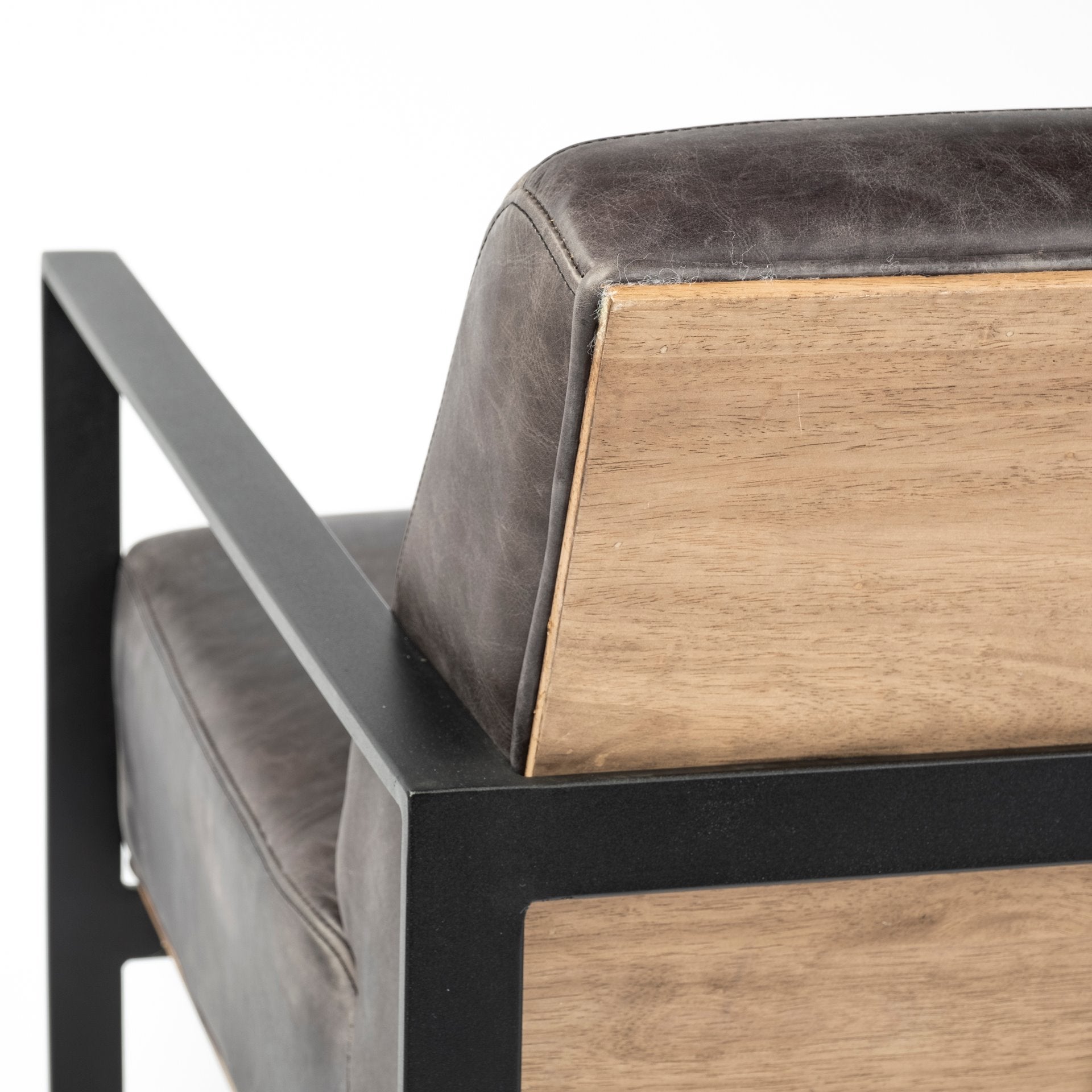 Stamford I Black Genuine Leather Accent Chair - Metal Frame | Calgary's Furniture Store | Calgary Accent Chairs