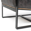 Stamford I Black Genuine Leather Accent Chair - Metal Frame | Calgary's Furniture Store | Calgary Accent Chairs