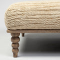 Alder Upholstered Cream Seat With Brown Wooden Base Accent Bench | Calgary Furniture Store