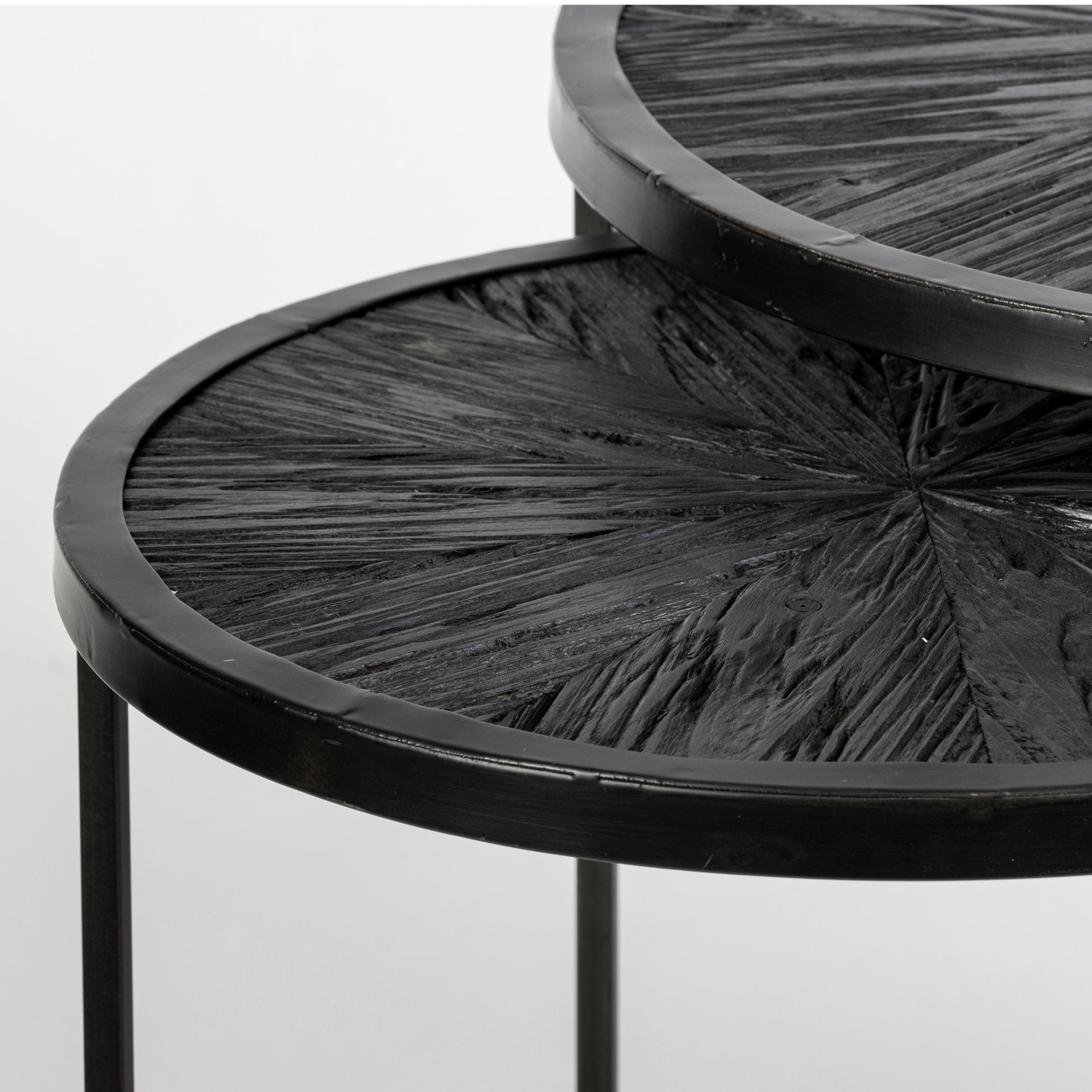 Chakra Accent Tables - Round Dark Wood Top Black Frame | Calgary's Furniture Store | Calgary Accent Tables
