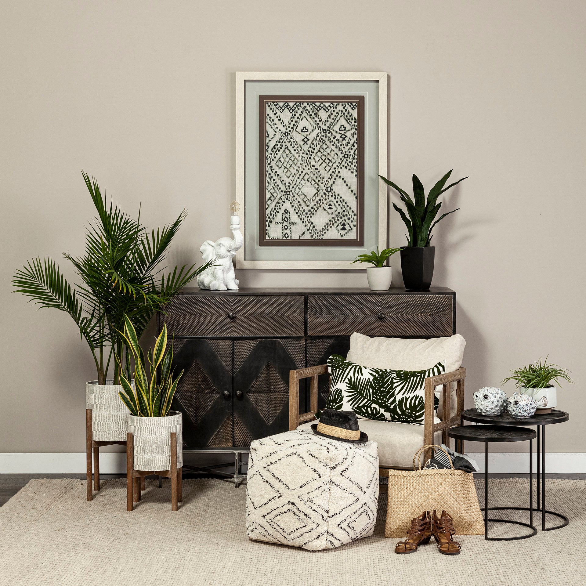 Chakra Accent Tables - Round Dark Wood Top Black Frame | Calgary's Furniture Store | Calgary Accent Tables