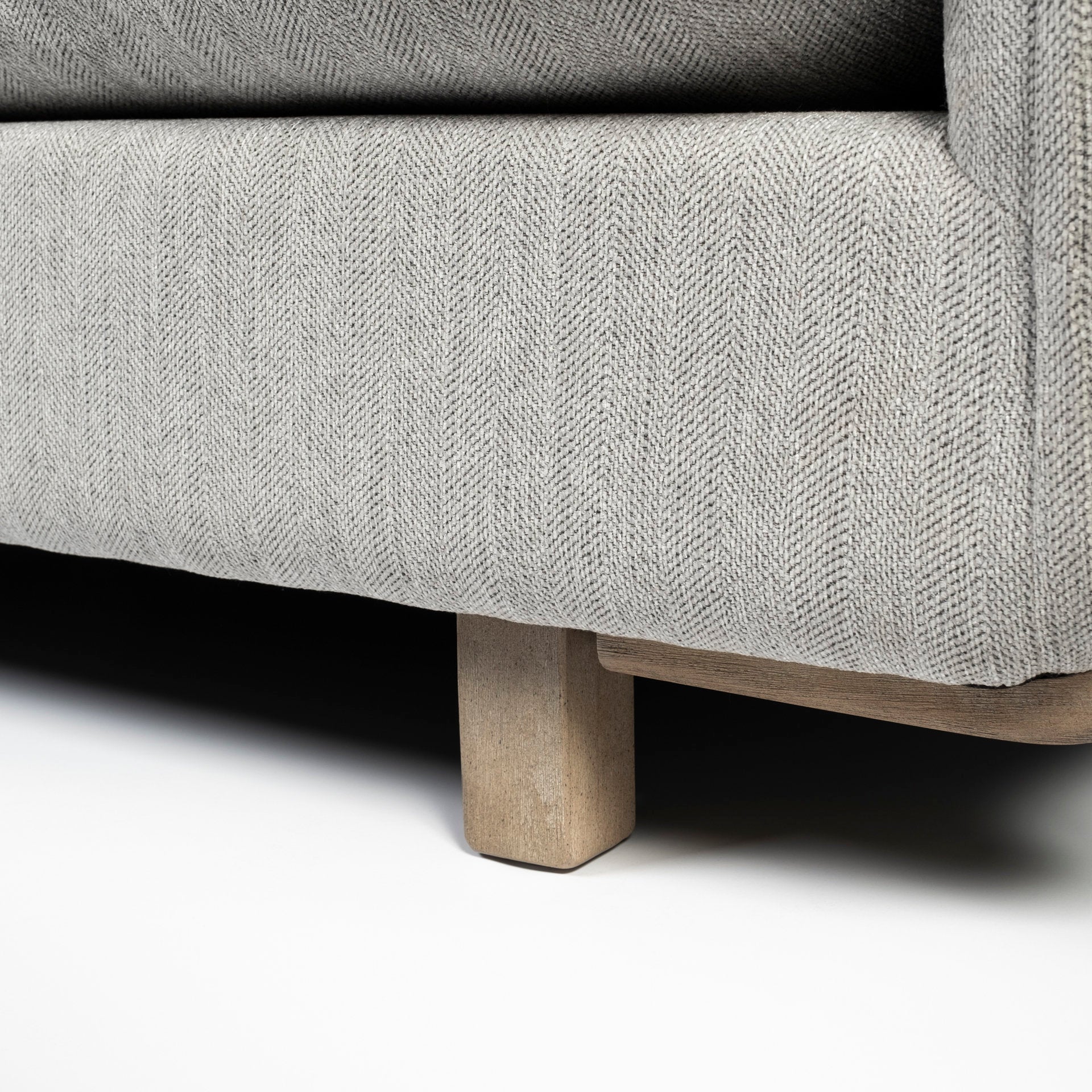Roy II Brown Wood Frame Arm Chair - Frost Gray Upholstered | Calgary's Furniture Store | Calgary Accent Chairs