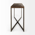 Faye Console Table- Brown Wood | Nickel Metal | Calgary Furniture Store