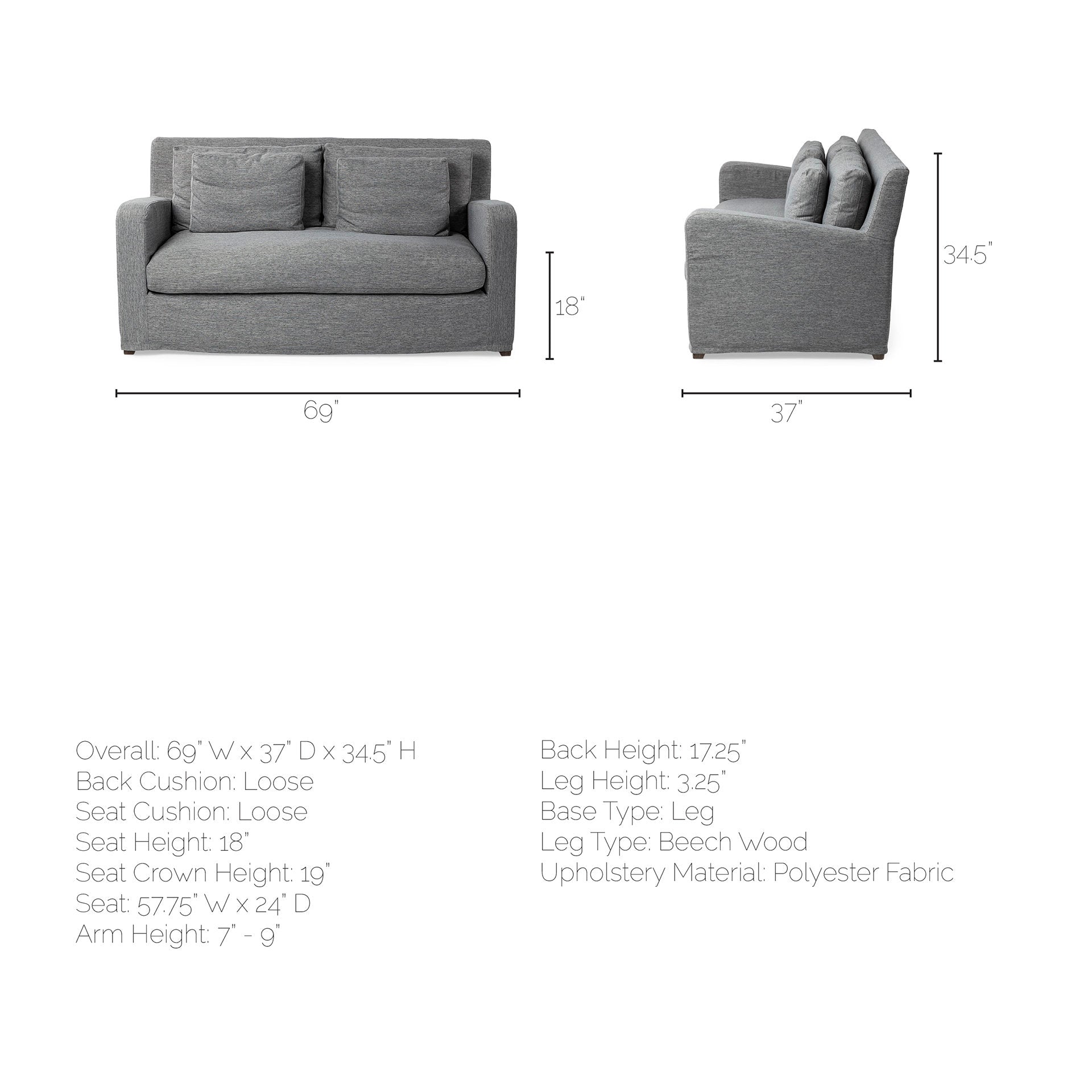 Denly Castlerock Gray Loveseat | Calgary Furniture Store