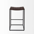 Clarissa Dark Brown Woven Leather Seat Counter Stool | Calgary's Furniture Store | Calgary Counter Stool