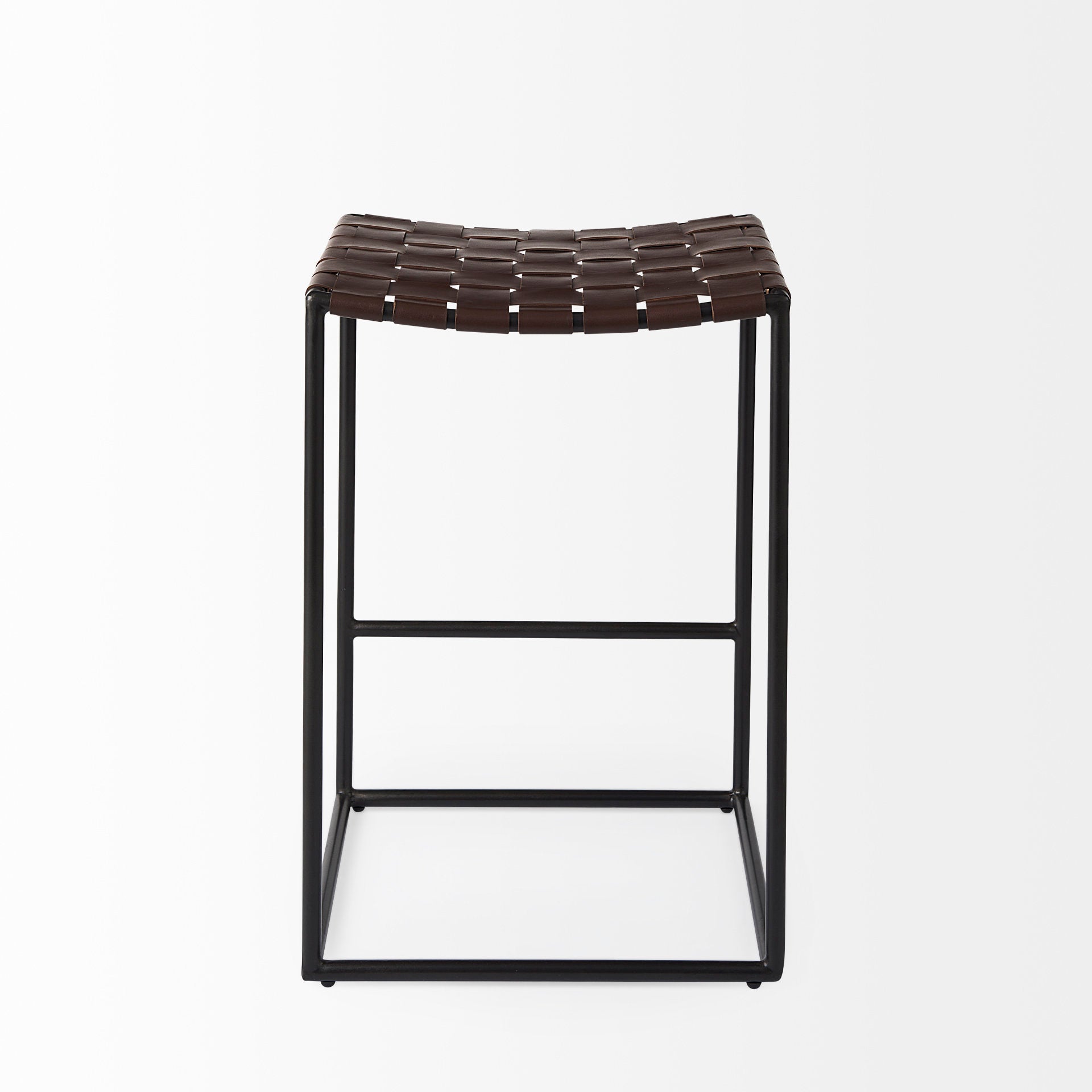 Clarissa Dark Brown Woven Leather Seat Counter Stool | Calgary's Furniture Store | Calgary Counter Stool