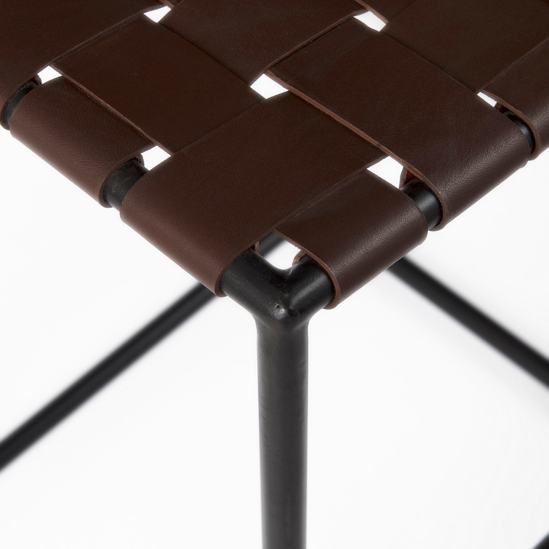 Clarissa Dark Brown Woven Leather Seat Counter Stool | Calgary's Furniture Store | Calgary Counter Stool