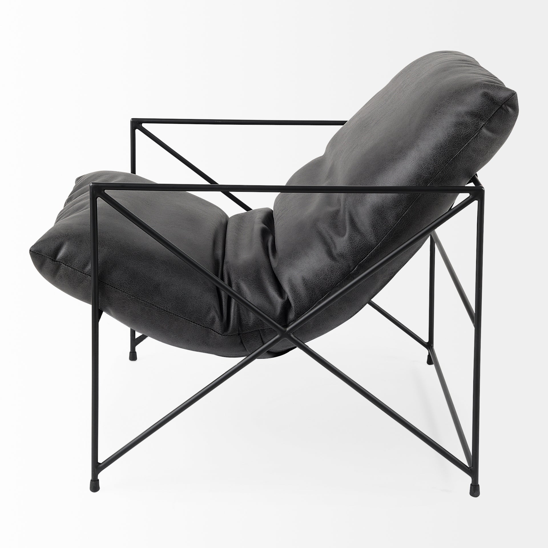 Leonidas Black Metal Frame Accent Chair - Black Faux Leather Seat | Calgary's Furniture Store | Calgary Accent Chairs