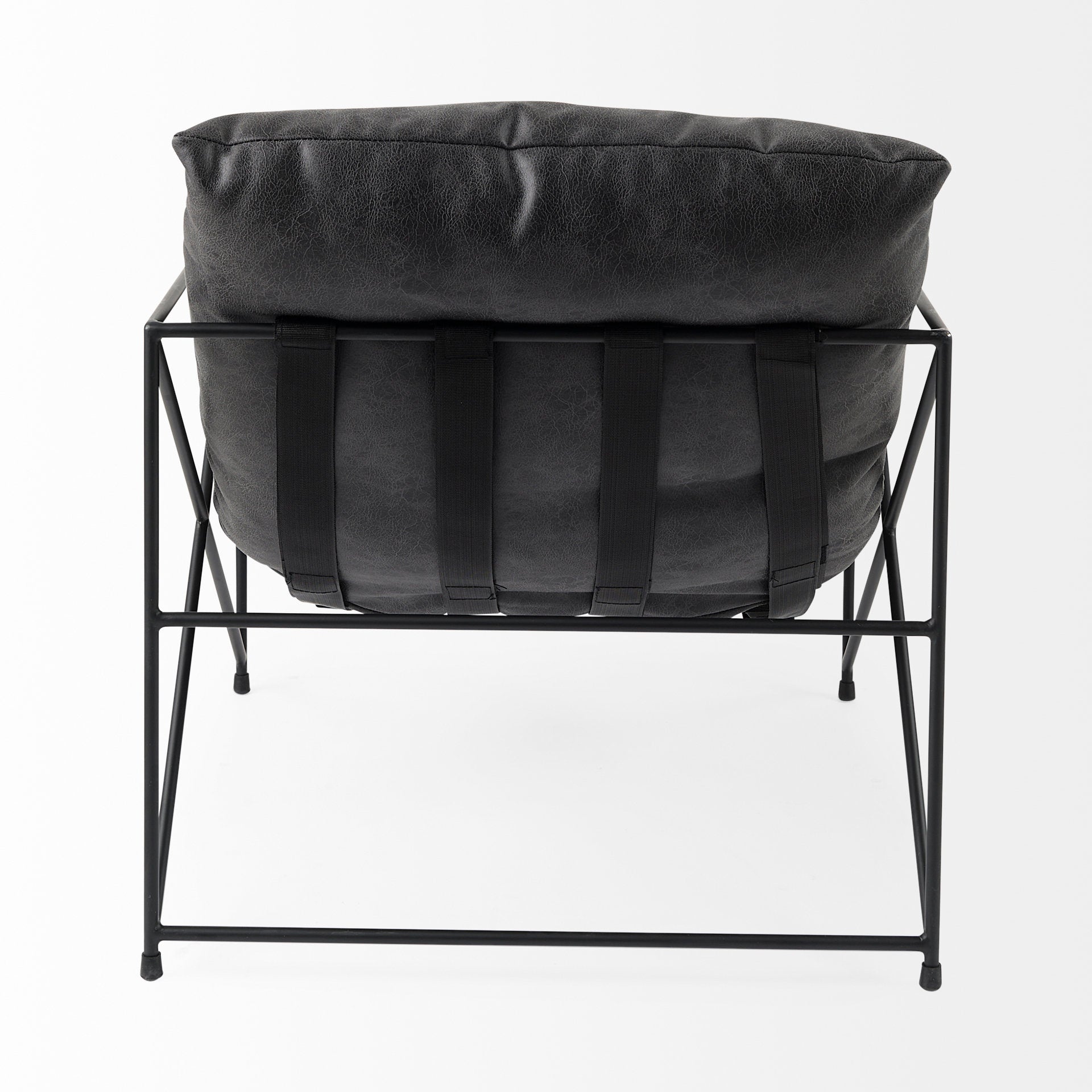 Leonidas Black Metal Frame Accent Chair - Black Faux Leather Seat | Calgary's Furniture Store | Calgary Accent Chairs