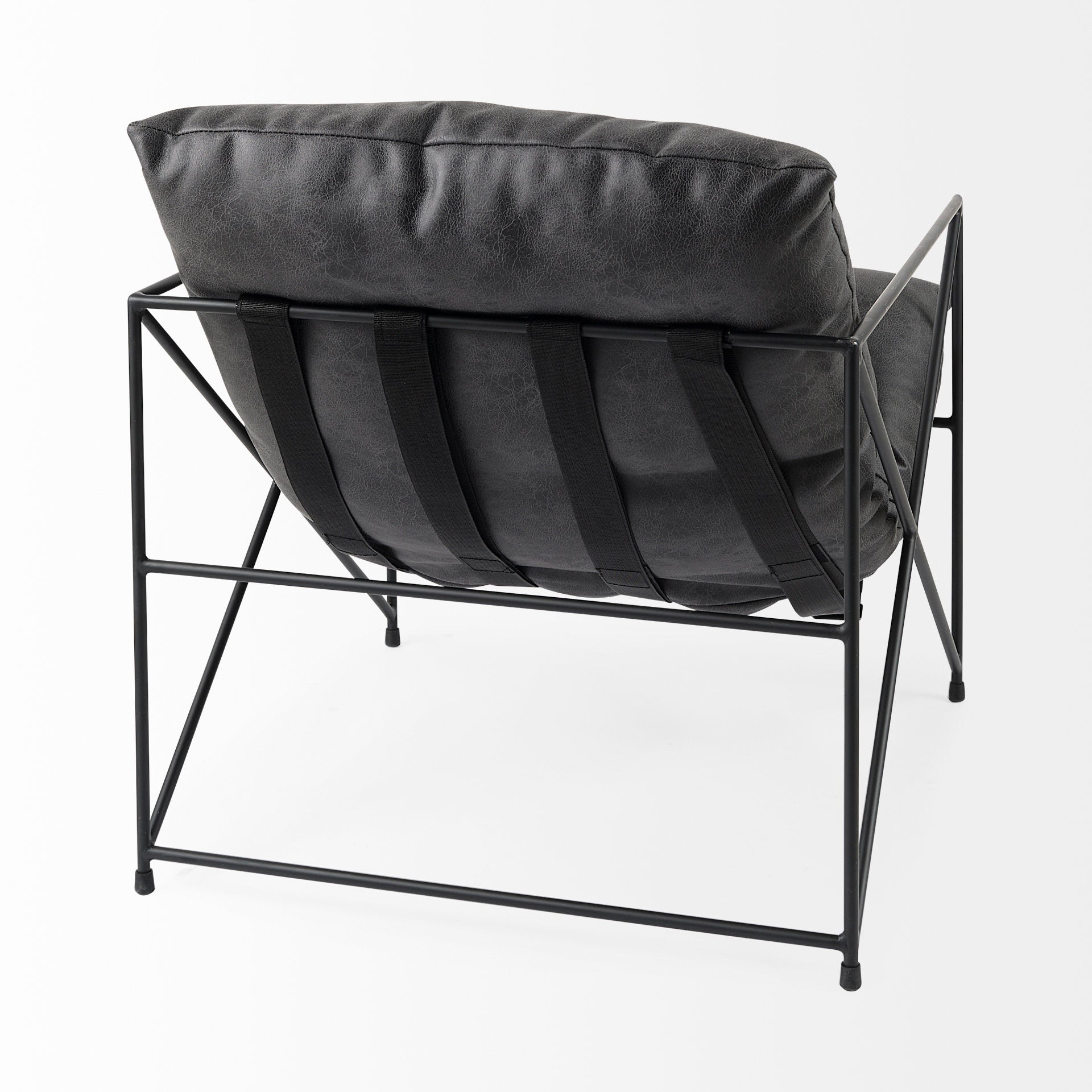Leonidas Black Metal Frame Accent Chair - Black Faux Leather Seat | Calgary's Furniture Store | Calgary Accent Chairs