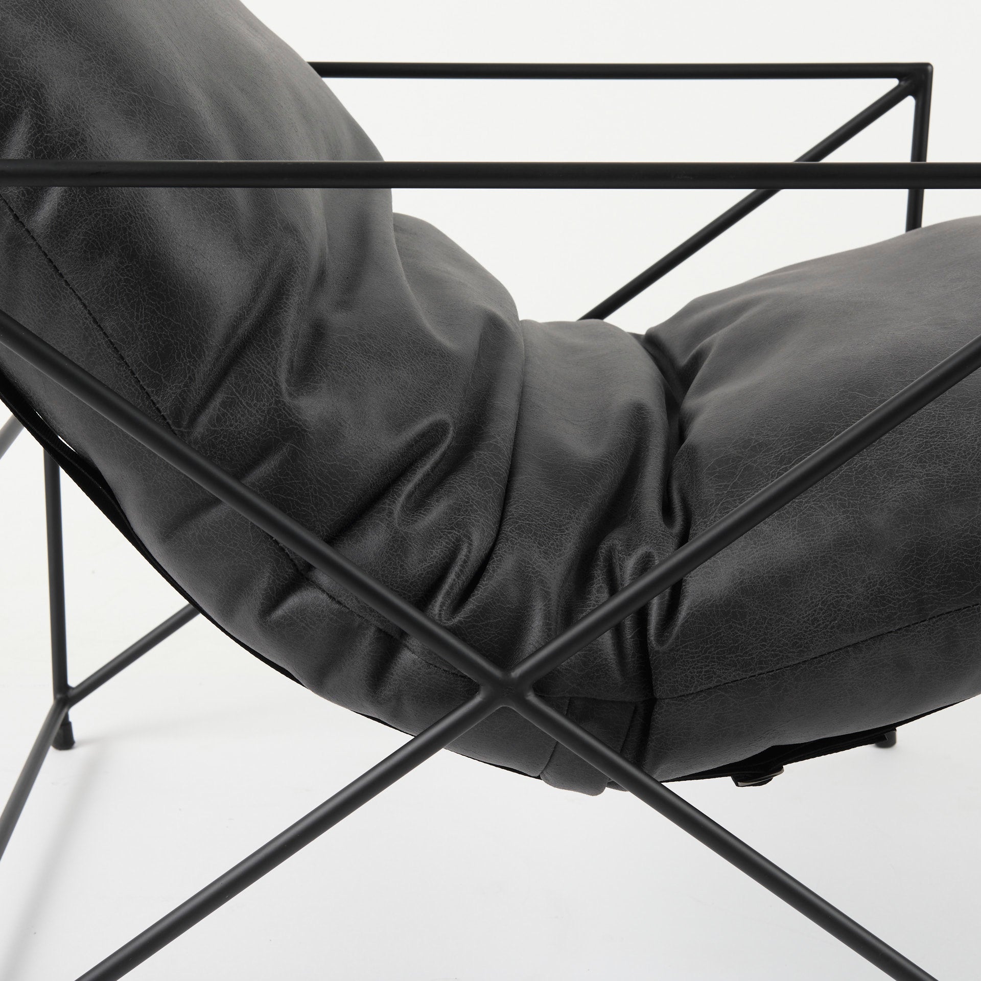 Leonidas Black Metal Frame Accent Chair - Black Faux Leather Seat | Calgary's Furniture Store | Calgary Accent Chairs