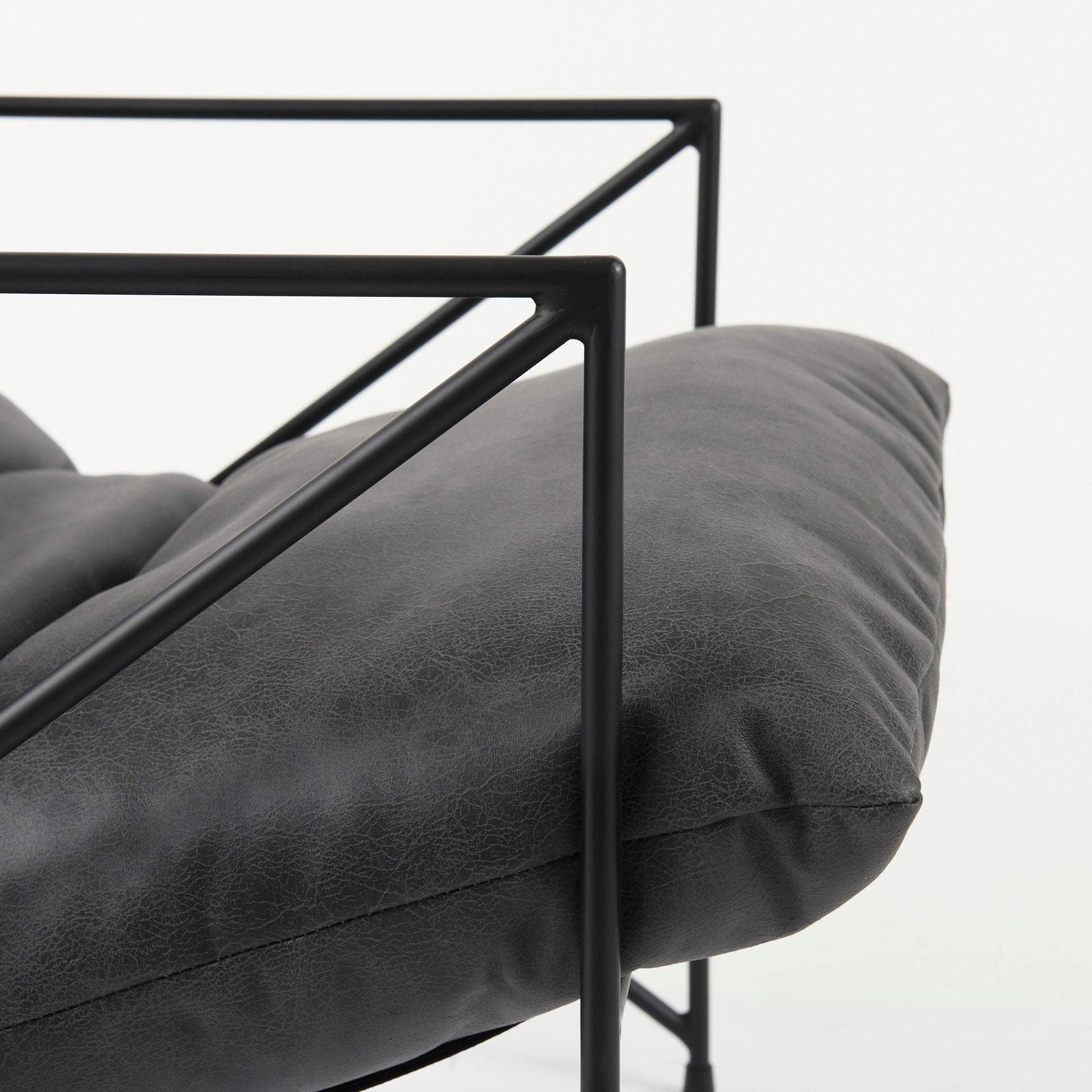 Leonidas Black Metal Frame Accent Chair - Black Faux Leather Seat | Calgary's Furniture Store | Calgary Accent Chairs