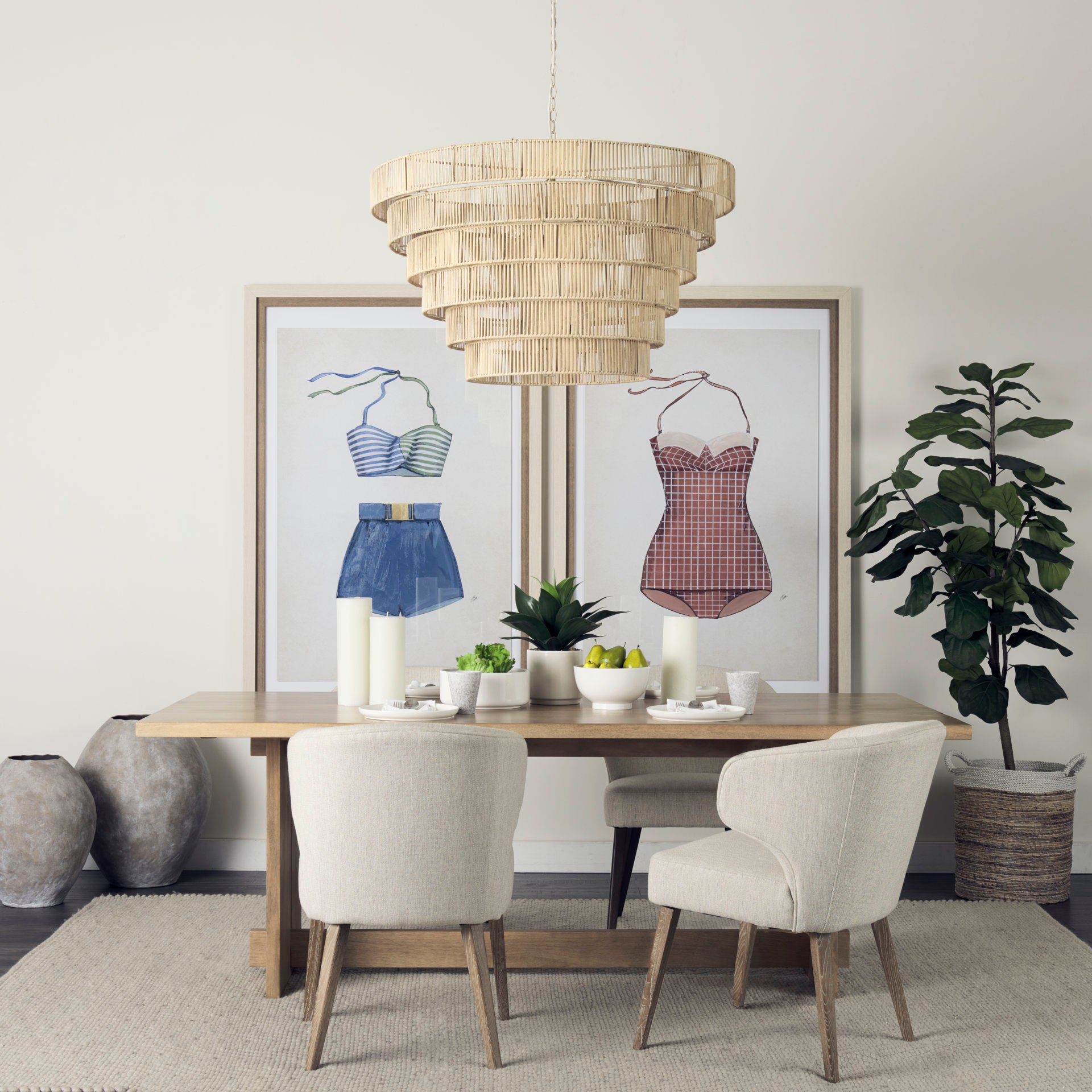Marimba Natural Cane 6 Tier Chandelier | Calgary Furniture Store