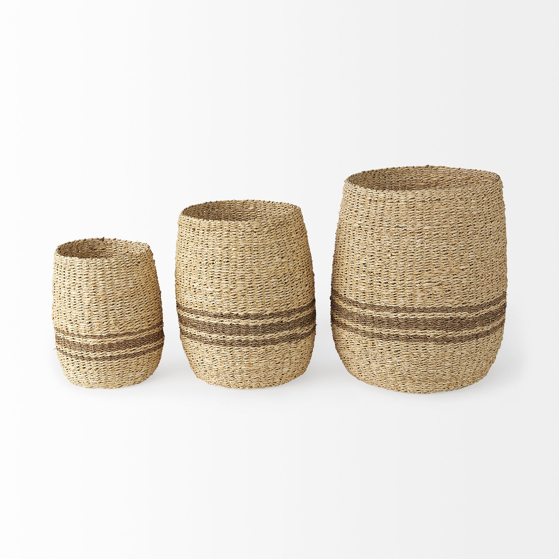 Sivannah (Set of 3) Seagrass Round Planters | Calgary Furniture Store