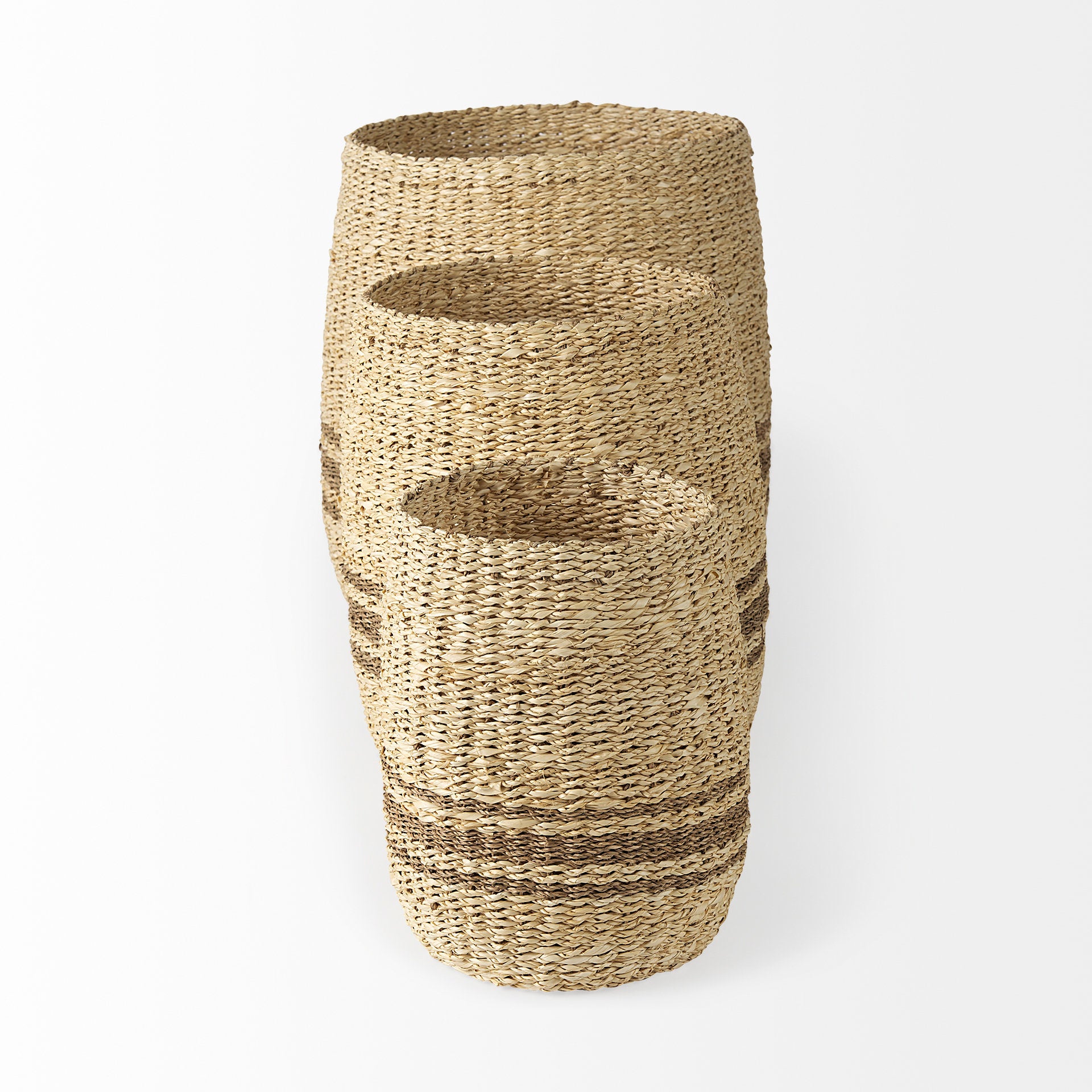 Sivannah (Set of 3) Seagrass Round Planters | Calgary Furniture Store